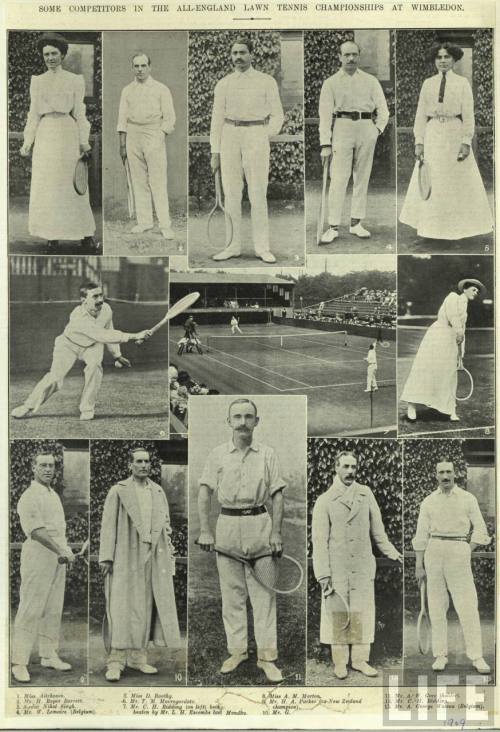 SOME COMPETITORS IN THE ALL-ENGLAND LAWN TENNIS CHAMPIONSHIPS AT WIMBLEDON.